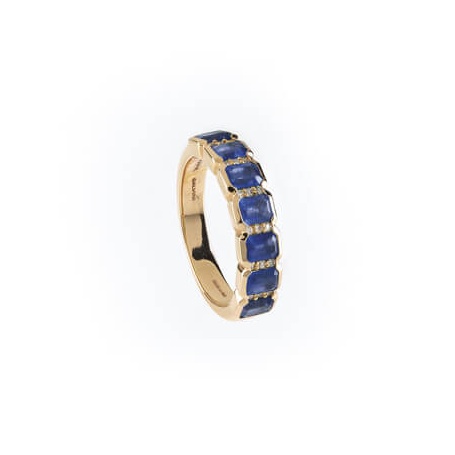 Regina Salvini eternity ring with seven sapphires, pink gold and diamonds