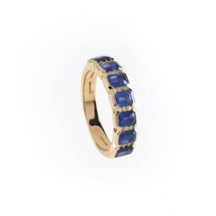 Regina Salvini eternity ring with seven sapphires, pink gold and diamonds