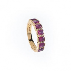 Regina Salvini eternity ring with seven rubies, pink gold and diamonds