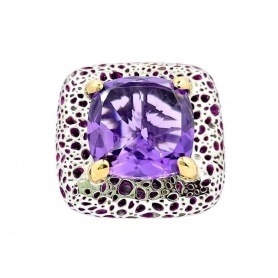 Mimi Vulcanica square ring with Amethyst and purple enamel