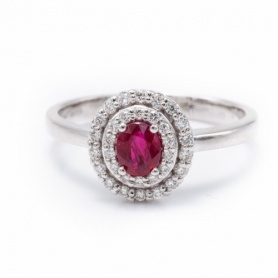 Miluna Ring aus Weißgold mit Rubin und Diamanten - LID3454