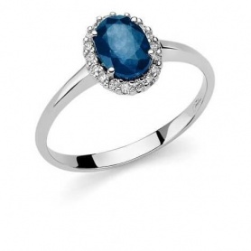 Miluna ring in white gold with sapphire and diamonds - LID3271