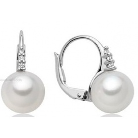 Miluna earrings Pearls and diamonds leverback - PER2543