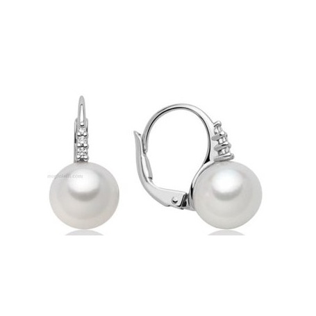 Miluna earrings Pearls and diamonds leverback - PER2543