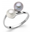 Miluna Goldring mit weißer und grauer Perle - PLI1649