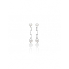 Miluna Miss Italia earrings in silver with pearls - PER2511