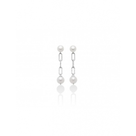 Miluna Miss Italia earrings in silver with pearls - PER2511