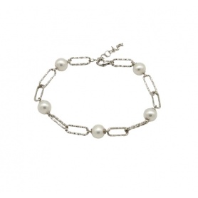 Miluna Miss Italia bracelet in silver and 8mm pearls - PBR3201