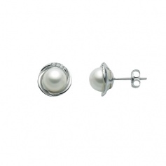 Miluna earrings with pearls, gold and diamonds torchon - PER1236