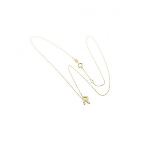 Bliss necklace with letter R pendant in yellow gold