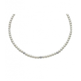 Miluna Halskette aus 6 mm weißen Perlen und PCL4982B Goldboule