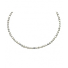 Miluna Halskette aus 6 mm weißen Perlen und PCL4982B Goldboule