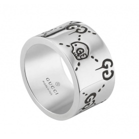 Anello fascia in argento Gucci Ghost 12mm - YBC455319001