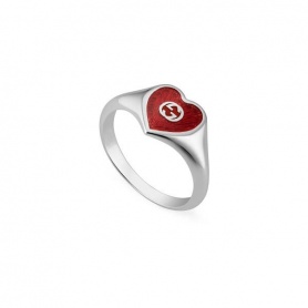 Gucci Epilogue Ring mit rotem Herz in Silber - YBC645544001012