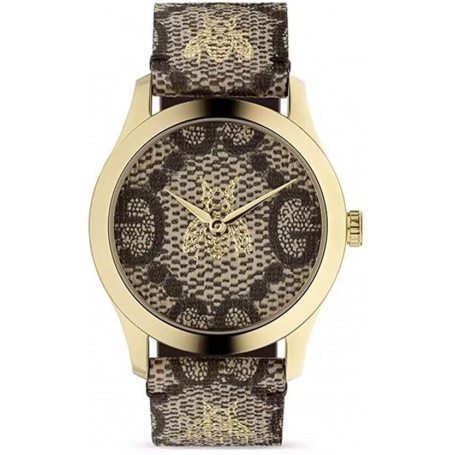 Gucci G-Timeless Uhr aus Leder mit Bienenmotiv – YA1264068A