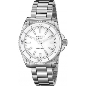 White Gucci Dive small watch in steel - YA136402