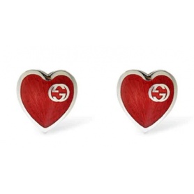 Gucci Epilogue Ohrringe mit rotem Herz in Silber