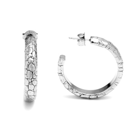 Raspini Moon Crocodile hoop earrings in silver