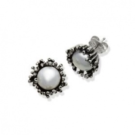 Raspini Anemone button earrings in silver and pearl GR10568