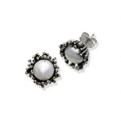 Orecchini bottone Raspini Anemone in argento e perla GR10568