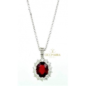 Mimì necklace in white gold with Ruby and Diamonds - 7100CI001