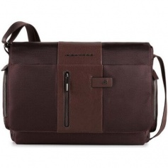 Messenger Piquadro Brief leather and dark brown fabric - CA1592BR / TM
