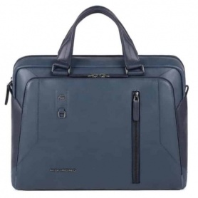 Piquadro Briefcase with two handles in Hanoke leather blue CA3335S104 / BLU