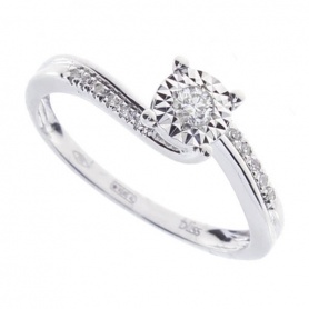 Bliss Rugiada ring in white gold and diamond pavè 20088289