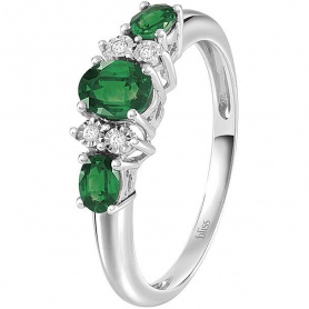 Trilogy Bliss Rugiada ring with Diamonds and Emeralds 20091473