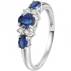 Bliss Dew Trilogy Ring with Diamonds and Sapphires 20091471