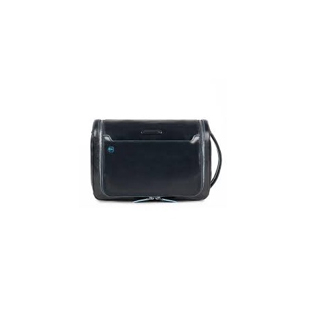 Piquadro Blue Square large beauty case in black leather - BY3853B2 / N