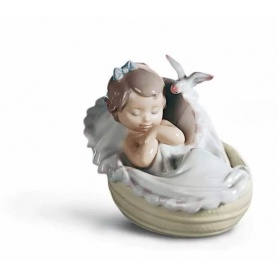 Sculpture Lladrò Sogni D'oro, baby girl in a cradle - 01006710