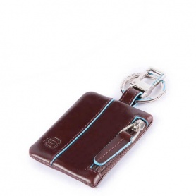Piquadro keychain with side pocket Blue Square mahogany
