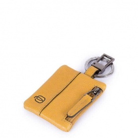 Piquadro Schlüsselanhänger mit Seitentasche Black Square gelb