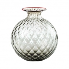 Venini Monofiore Balloton mini transparente Vase roter Faden 100.14