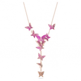 Swarovski Lilia Rosé-Halskette mit Schmetterlingen und rosa Pavè 5636420