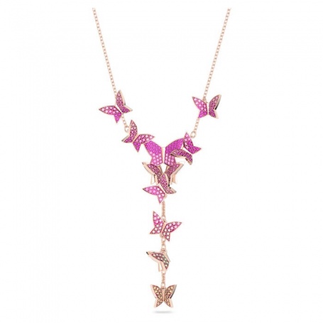 Collana Swarovski Lilia rosè con farfalle e pavè rosa 5636420