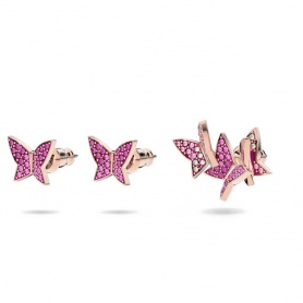 Lilia rosè Swarovski stud earrings with butterflies and pavè 5636428