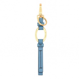 The Bridge Duccio keychain in light blue leather 09333201