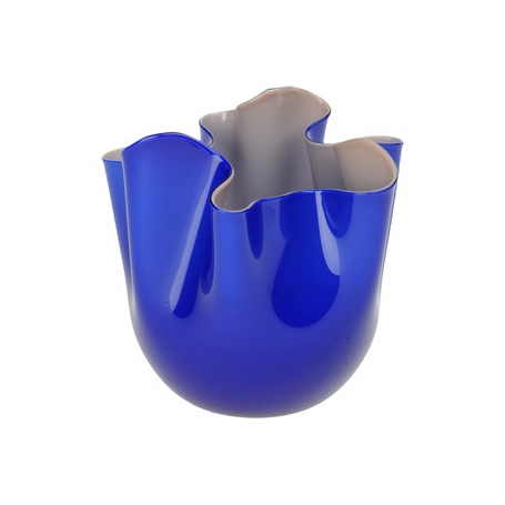 Venini medium blue and gray handkerchief vase 700.02