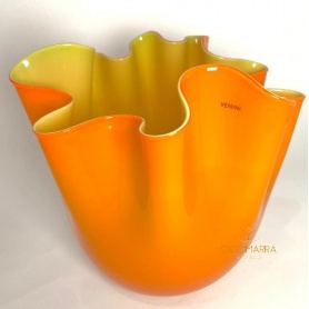 Venini medium handkerchief vase orange and green 700.02
