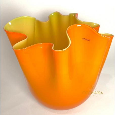 Venini medium handkerchief vase orange and green 700.02