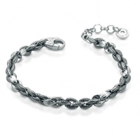 Ananda bracelet in burnished silver with chain A-BR277B