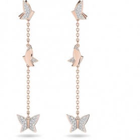 Swarovski Lilia rosé pendant earrings with butterflies 5636426
