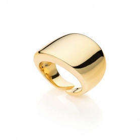 Unoaerre-Ring mit quadratischem Band aus vergoldeter Bronze