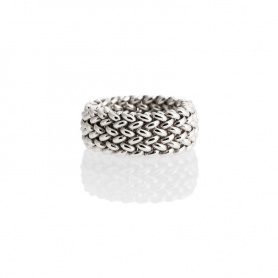 Unoaerre ring with rice grain band in white silver