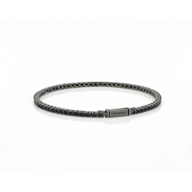 UnoaErre tennis bracelet in burnished silver with black stones