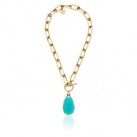 Unoaerre golden necklace with golden and turquoise chain - 1AR2037