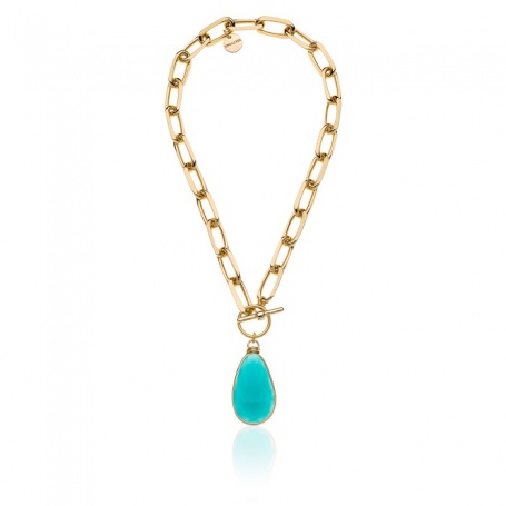 Unoaerre golden necklace with golden and turquoise chain - 1AR2037