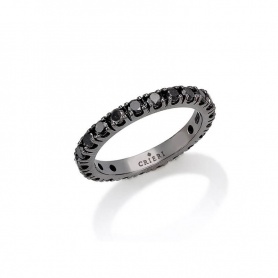 Crieri Aeterna eternity ring in burnished gold and black diamonds ct0.95